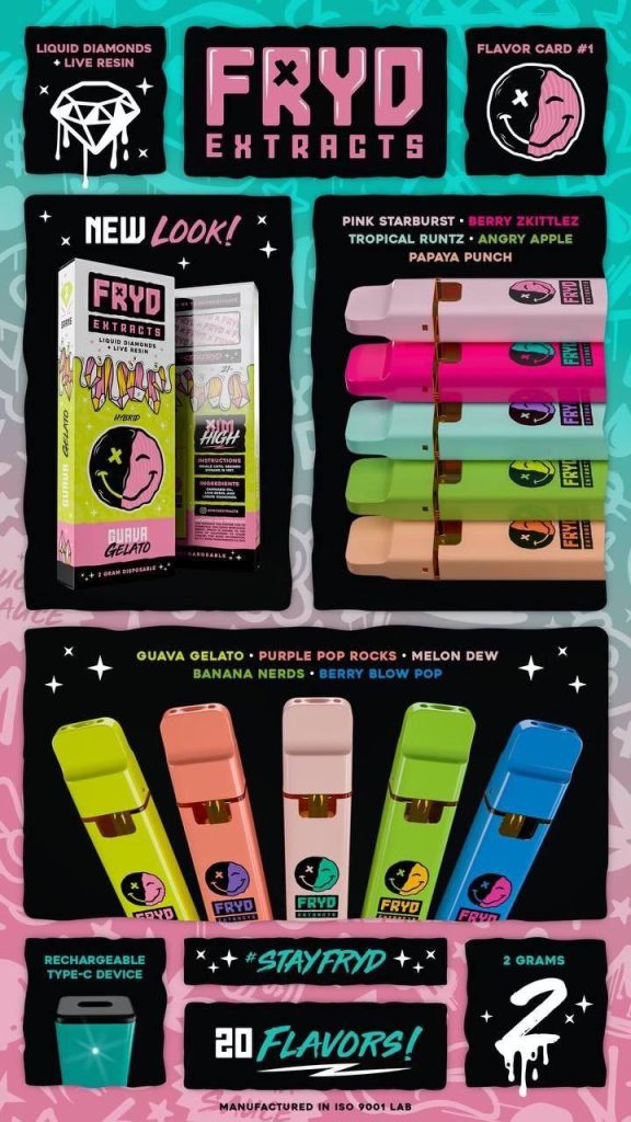 A variety of high THC carts, are fryd disposables real